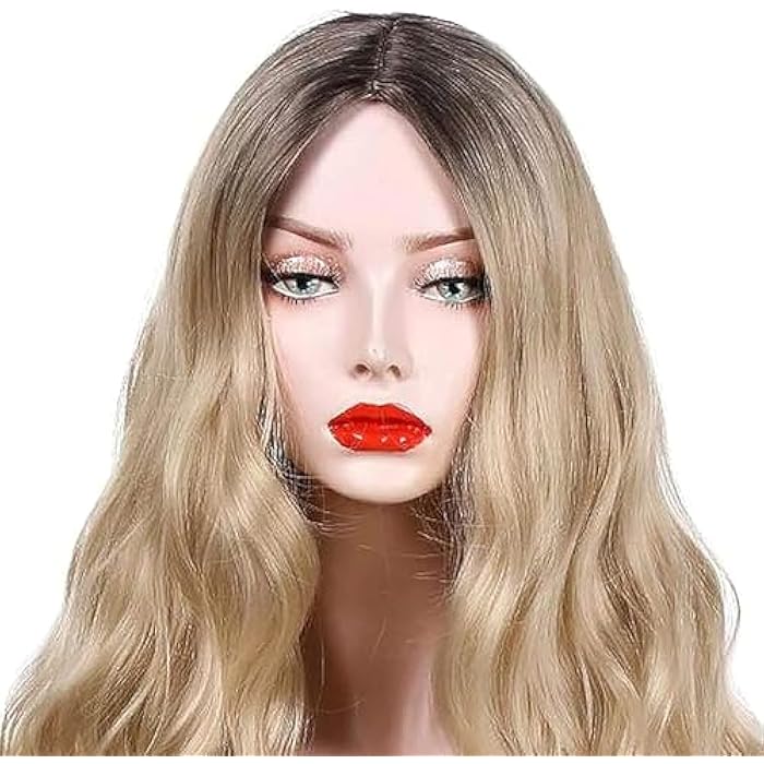 DILLARDS Long Curly Wavy Synthetic Wig Blonde Dark Roots Natural Looking - Image 3